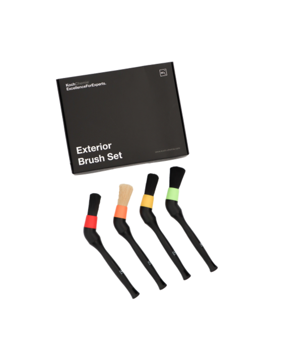 Koch Chemie Exterior Brush Set — color-coded detailing brushes designed for precision and surface safety. Includes ergonomic handles. Available now at Detailing Depot Canada.