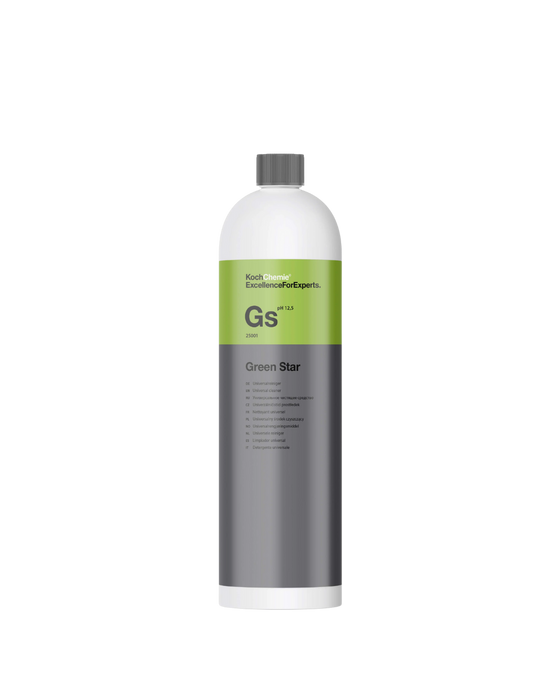 Koch Chemie Green Star GS 1L — high-performance all-purpose cleaner ideal for both interior and exterior detailing. Biodegradable, powerful, and versatile. Now at Detailing Depot.