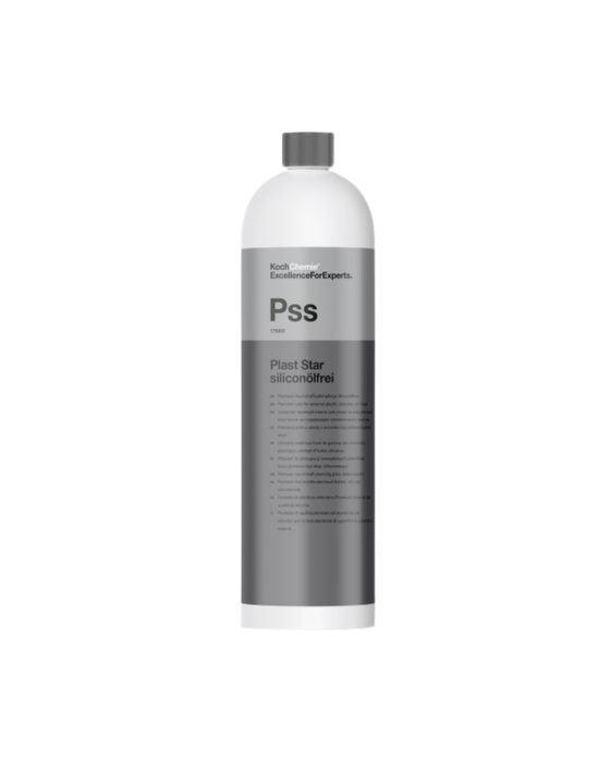 Koch Chemie Pss Plast Star — 1L silicone-free plastic conditioner for exterior trims and rubber parts. Available now at Detailing Depot Canada.