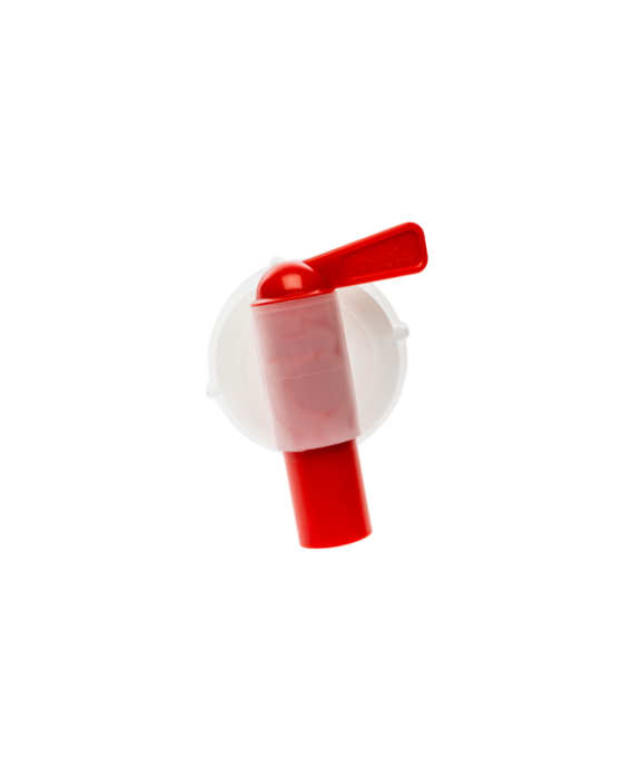 Koch Chemie red plastic tap dispenser for 20L and 25L canisters — ideal for clean, controlled product dispensing. Available at Detailing Depot Canada.