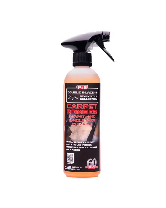P&S Double Black Carpet Bomber — concentrated carpet and upholstery cleaner that lifts dirt, acts fast, and deodorizes. Trusted by pros and available at Detailing Depot Canada.
