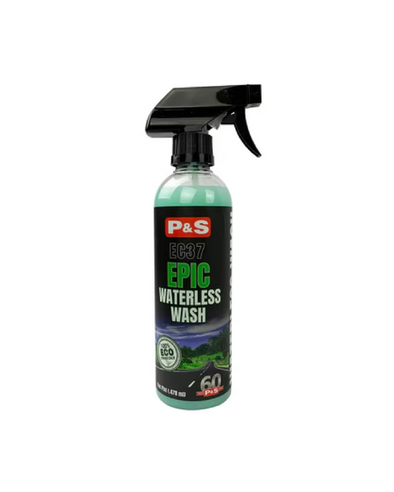 P&S Epic Waterless Wash — eco-friendly waterless wash that safely cleans and protects paint, metal, and glass. Adds gloss and polymer protection. Use wet or dry. Available at Detailing Depot Canada.