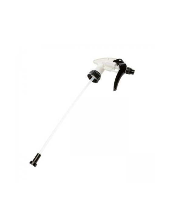 Professional-grade trigger sprayer head with long dip tube and adjustable nozzle — perfect for bottles of cleaners, degreasers, or dressings. Available at Detailing Depot Canada.