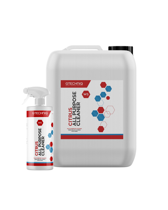 Gtechniq W5 Citrus APC — powerful all-purpose cleaner for exterior and interior use. Removes grease, grime, and organic contaminants safely. Available at Detailing Depot Canada.