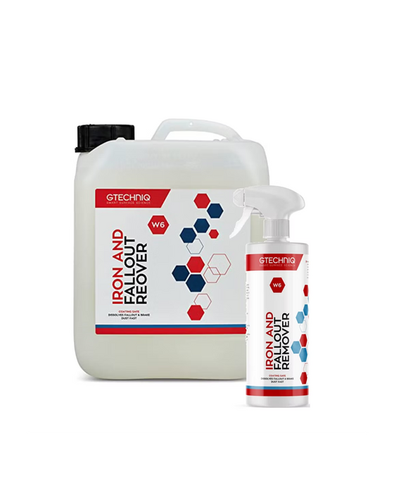 Gtechniq W6 Iron and Fallout Remover — powerful decontamination spray for wheels and paint, targeting embedded iron particles and brake dust. Available at Detailing Depot Canada.