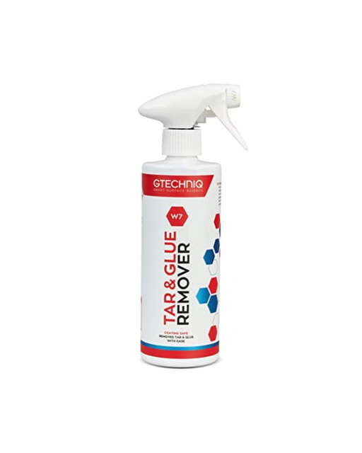Gtechniq W7 Tar and Glue Remover — solvent-based formula designed to safely dissolve tar, glue, and adhesives. Essential for thorough decontamination. Available at Detailing Depot Canada.