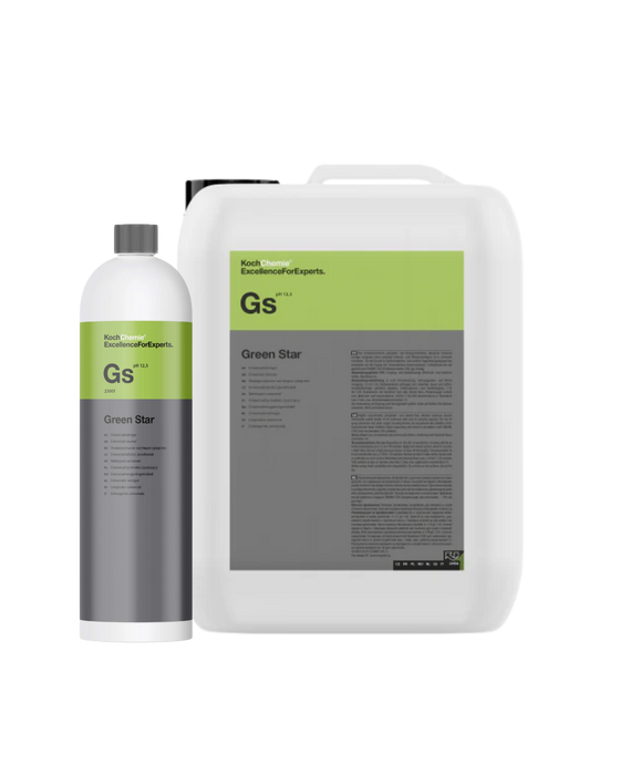 Koch Chemie Green Star GS — available in 1L and 5L formats. A powerful, biodegradable all-purpose cleaner for interior and exterior use. Trusted by pros. Available now at Detailing Depot.