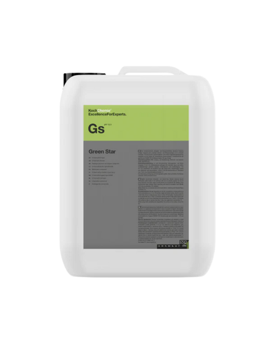 Koch Chemie Green Star GS — concentrated all-purpose cleaner for interior and exterior detailing. Effective, biodegradable, and safe on most surfaces. Available now at Detailing Depot.