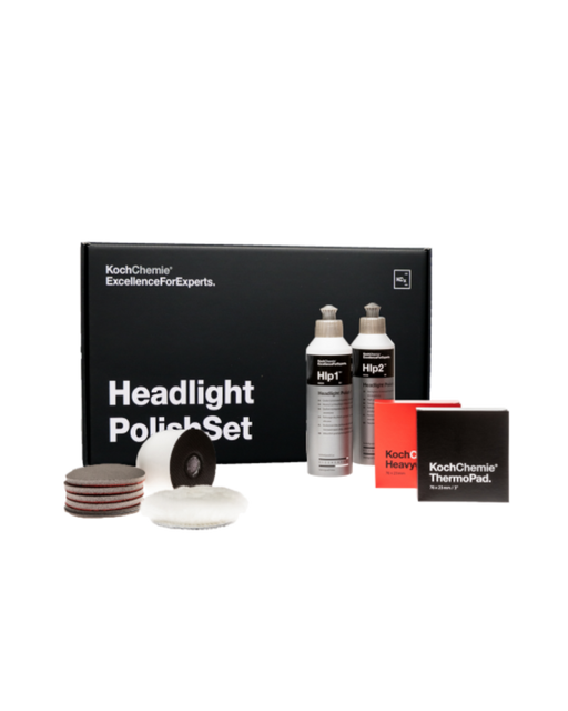 Koch Chemie Headlight Polish Set — complete kit to restore clarity and brilliance to foggy headlights. Includes polish, pads, and accessories for pro-grade results. Available now at Detailing Depot.
