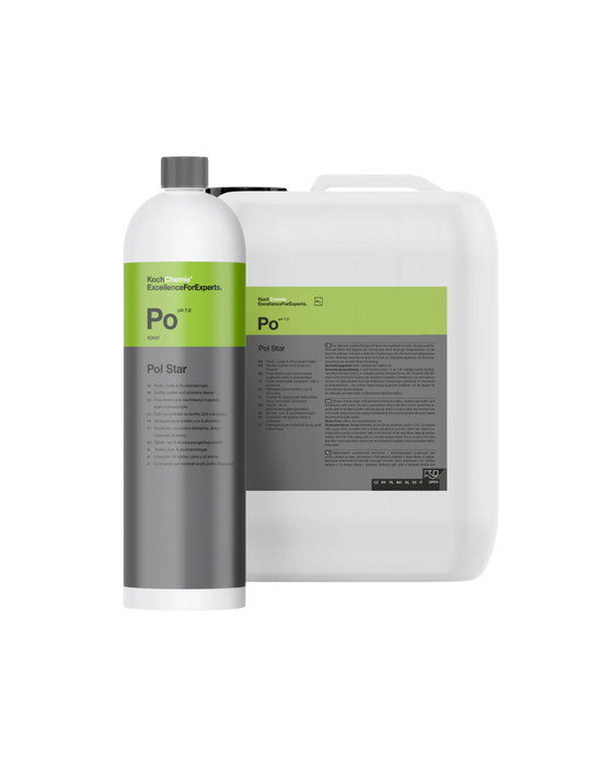 Koch Chemie Pol Star Po — Interior cleaner available in 1L and 5L formats. Safe for leather, fabric, and Alcantara. Shop now at Detailing Depot Canada.