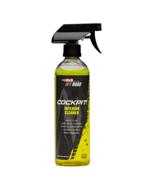 P&S Off Road Cockpit Interior Cleaner — ready-to-use formula safe for plastic, gauges, and seats. Leaves no residue and delivers a fresh scent. Available at Detailing Depot Canada.