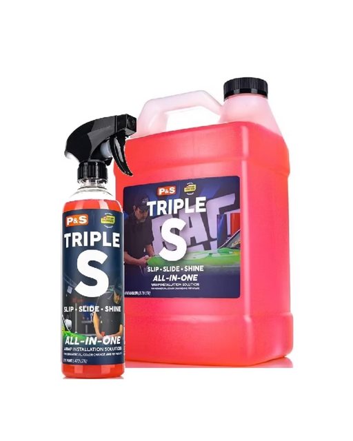P&S Triple S — Slip, Slide, Shine All-In-One solution for vinyl wrap installation and maintenance. Enhances finish and eases application. Available at Detailing Depot Canada.