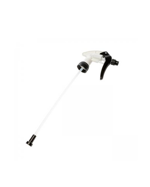 Professional-grade trigger sprayer head with long dip tube and adjustable nozzle — perfect for bottles of cleaners, degreasers, or dressings. Available at Detailing Depot Canada.